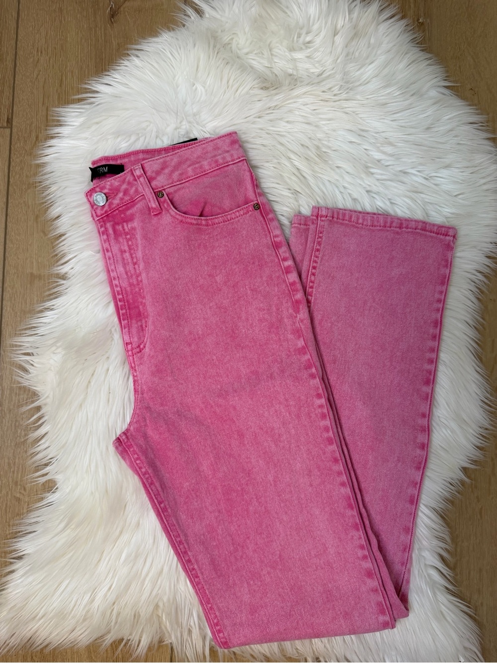 AFRM NWT Pink / Red High-Rise Straight Leg Jeans Hestan Jeans Size 29